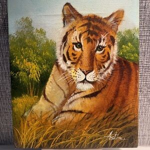 Vintage Bengal Tiger Oil‎ on Canvas 8 x 10 Painting
